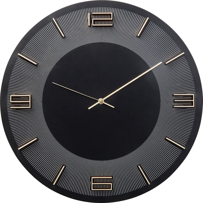 Wanduhr Linienzeit Schwarz Gold Ø 49 cm
