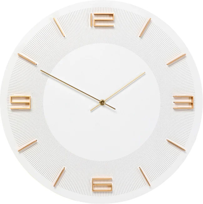 Wanduhr Linienzeit Weiß Gold Ø 49 cm