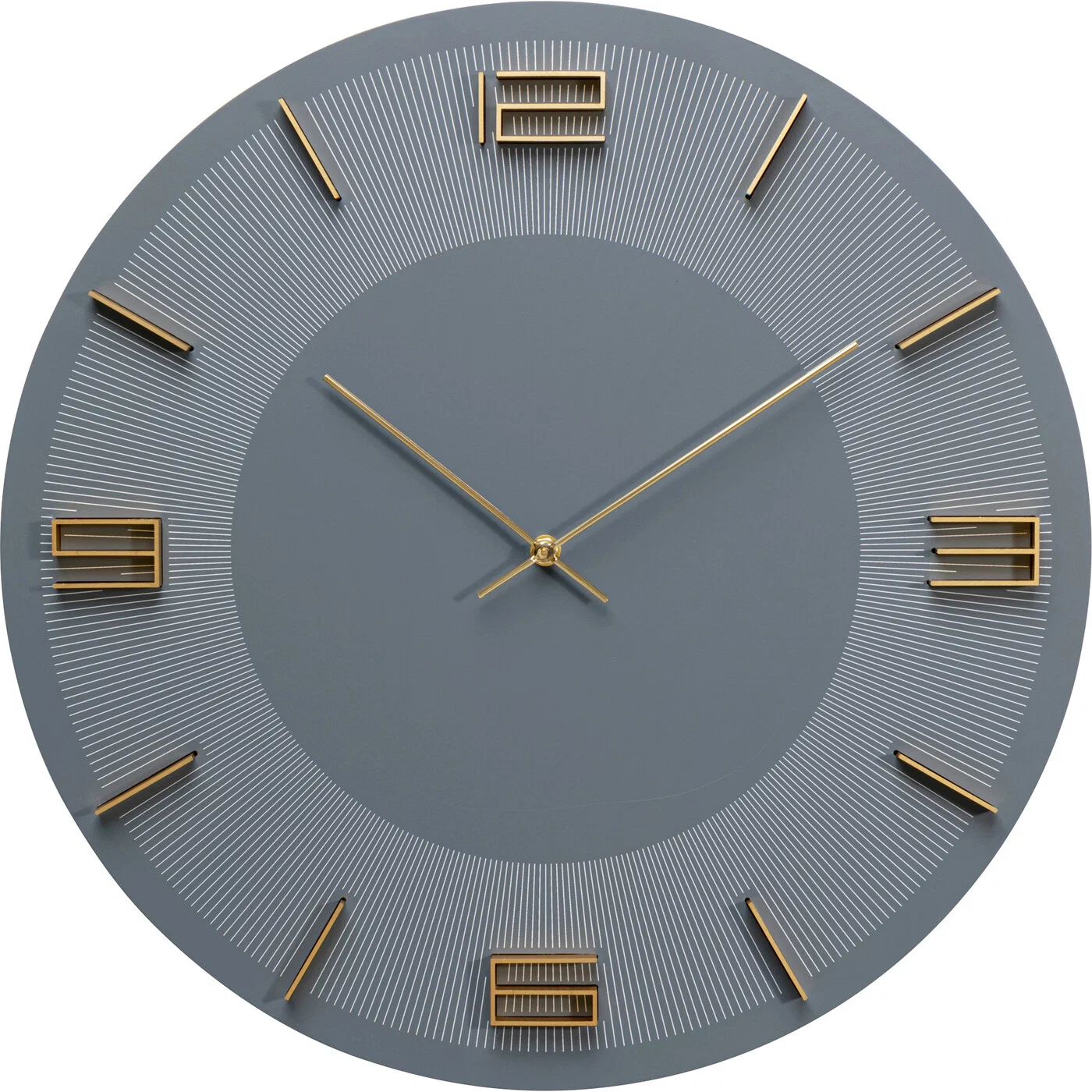 Wanduhr Kreiszeit Grau-Gold Ø49 cm