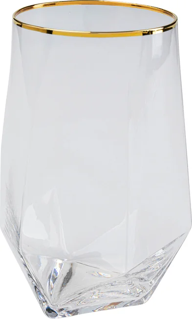 Wasserglas Rautenrelief Goldrand – 12er-Set