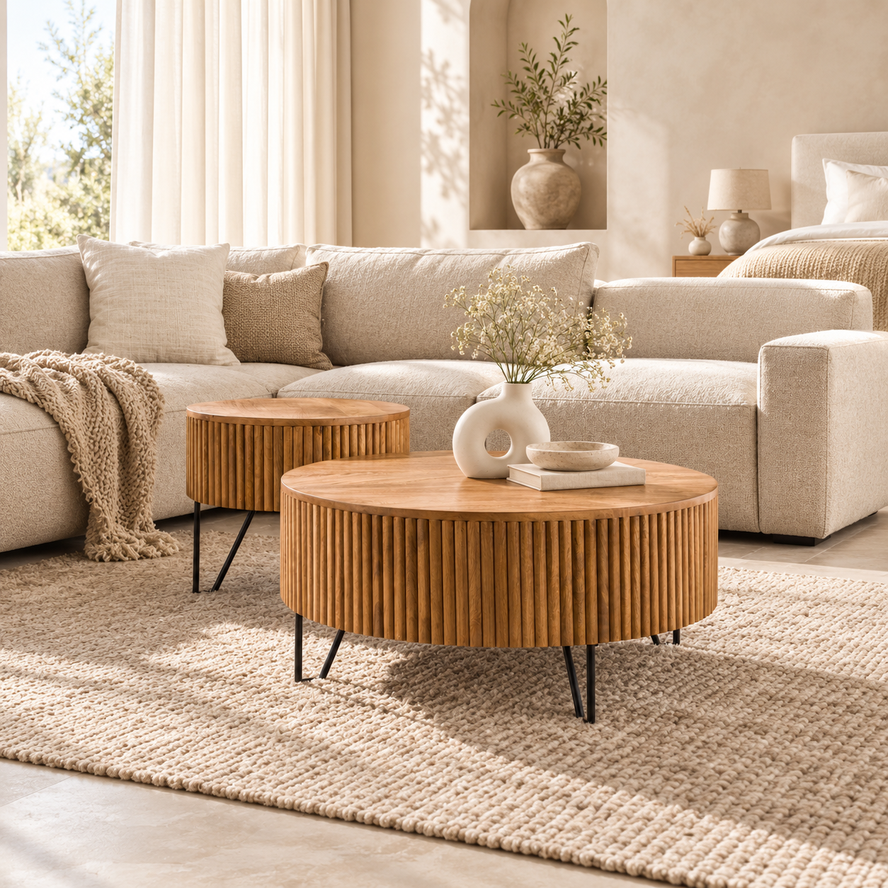 Couchtisch Fjord rund Set aus 2