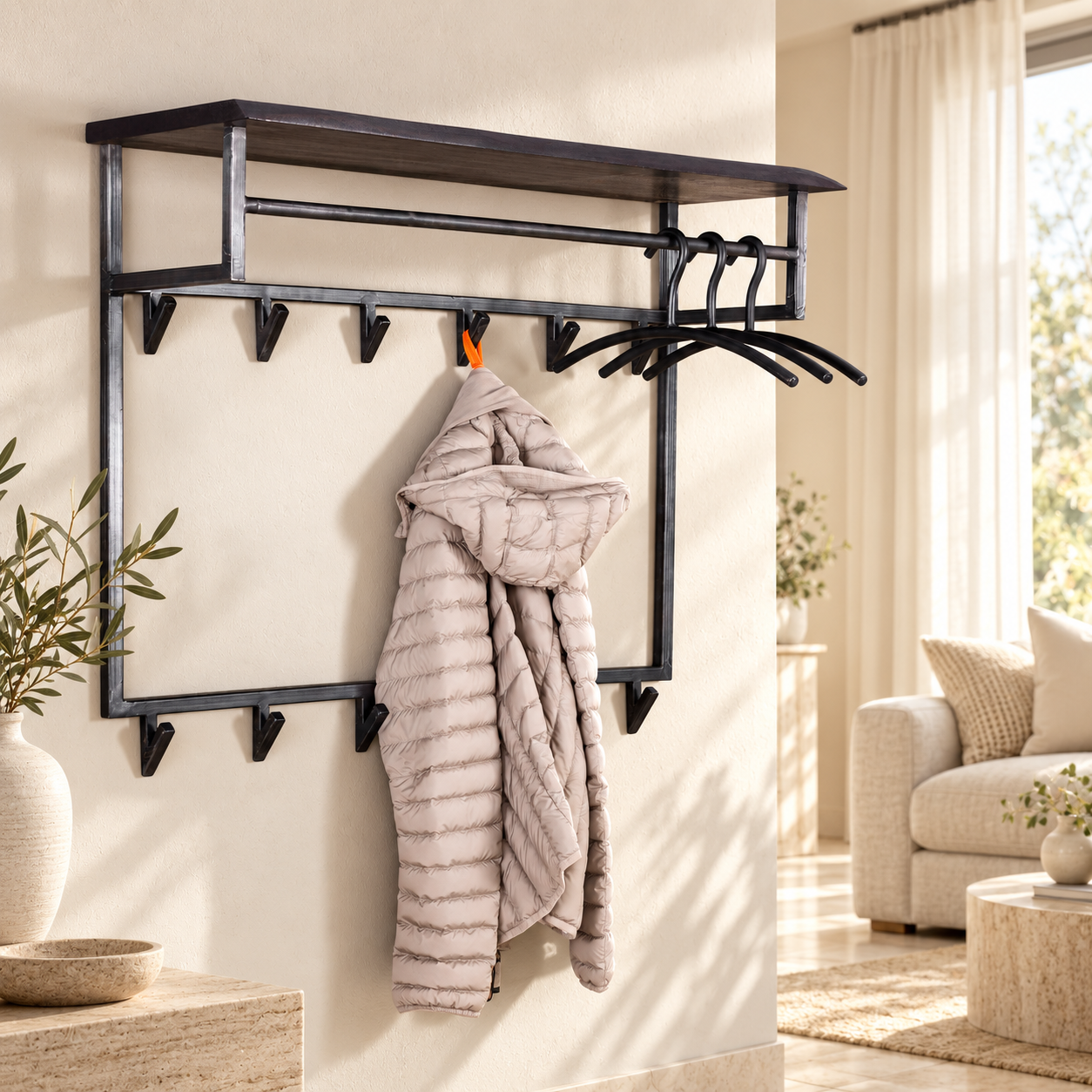 Garderobe Silva hoch Hutablage 12 Haken